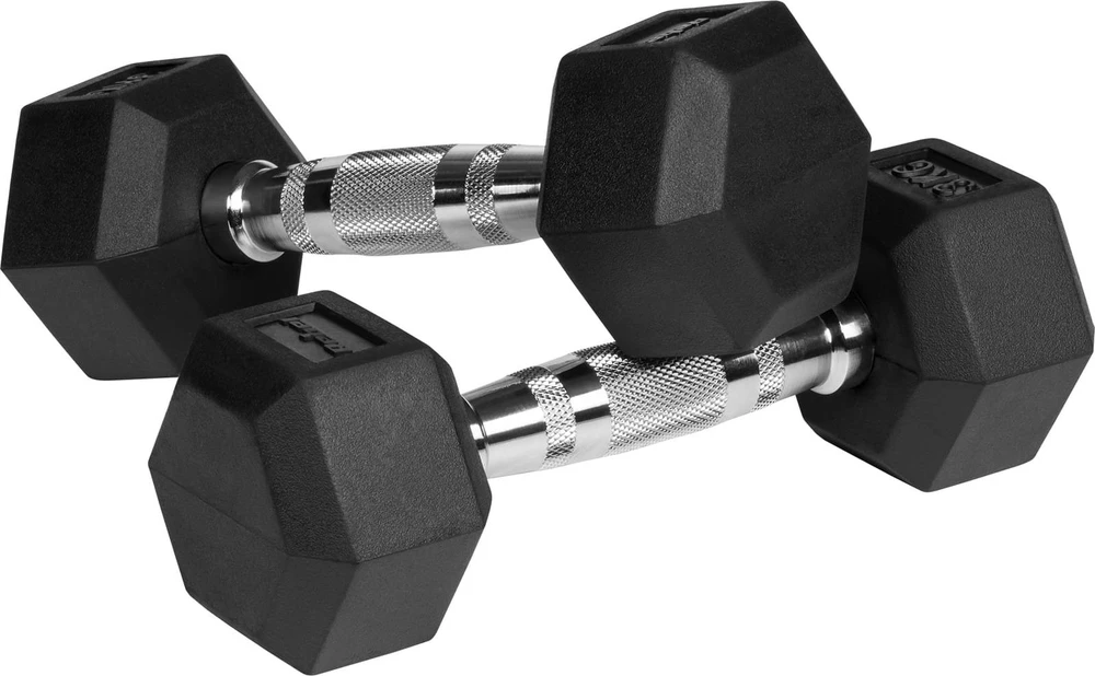 Gumuoti ketaus hanteliai HEX 2x3kg, REBEL ACTIVE