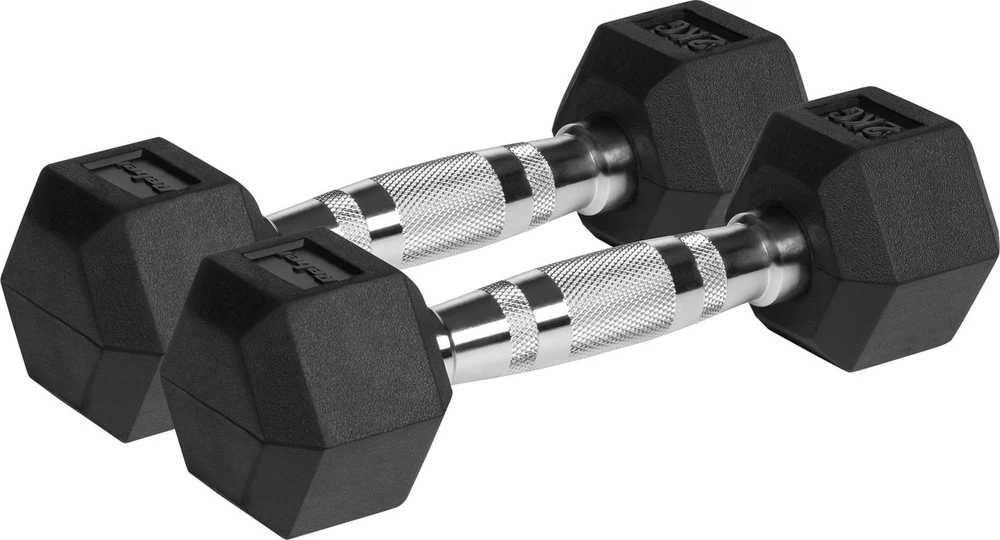 Gumuoti ketaus hanteliai HEX 2x2kg, REBEL ACTIVE