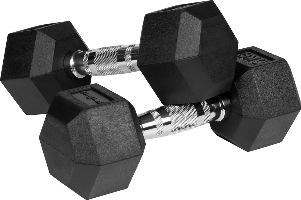 Gumuoti ketaus hanteliai HEX 2x6kg, REBEL ACTIVE
