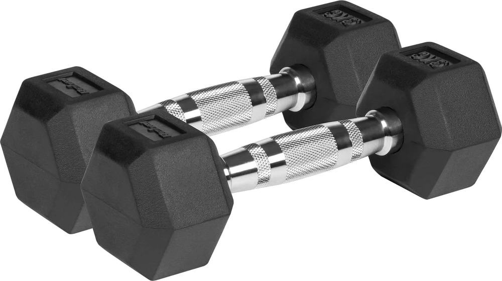 Gumuoti ketaus hanteliai HEX 2x3kg, REBEL ACTIVE