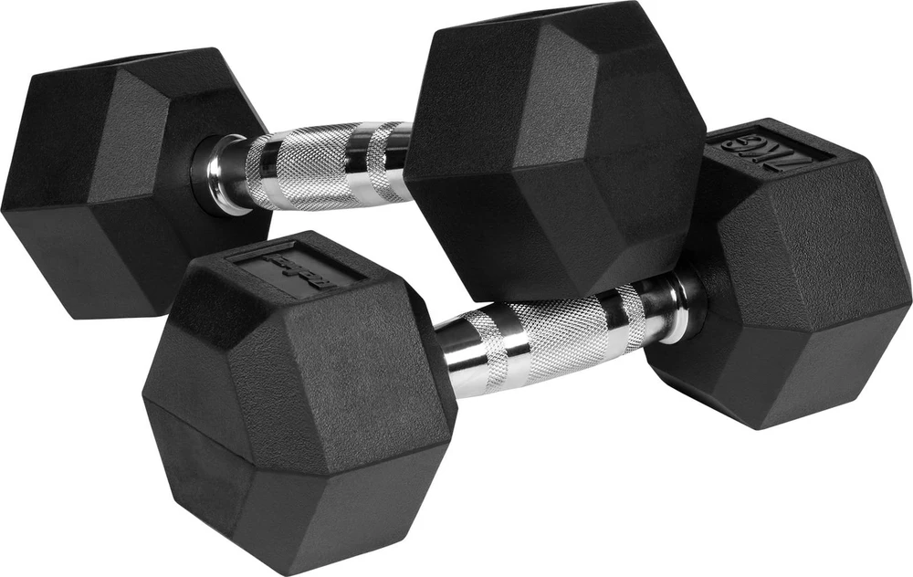 Gumuoti ketaus hanteliai HEX 2x7kg, REBEL ACTIVE