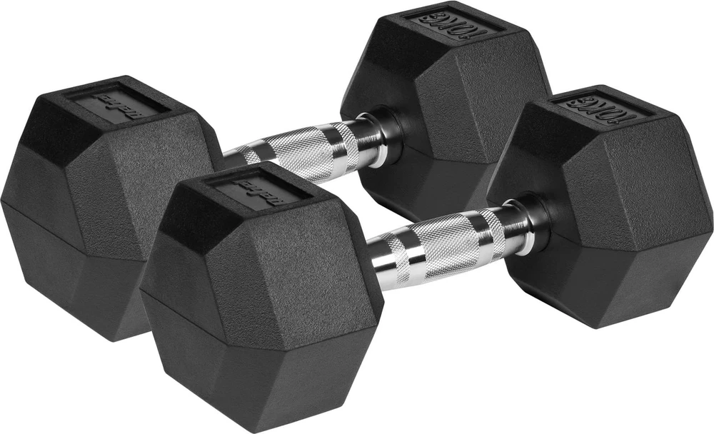Gumuoti ketaus hanteliai HEX 2x10kg, REBEL ACTIVE