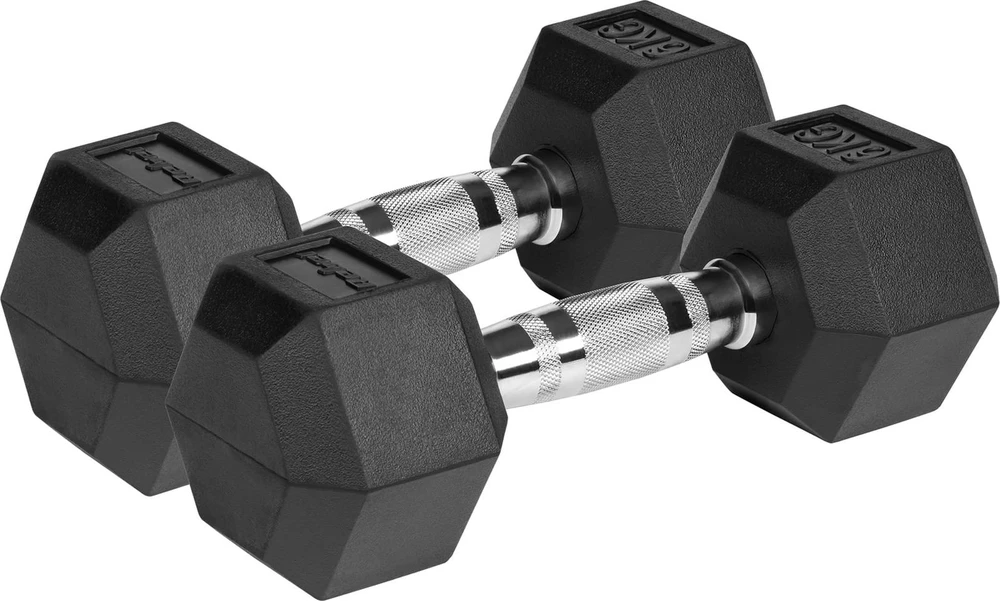 Gumuoti ketaus hanteliai HEX 2x6kg, REBEL ACTIVE