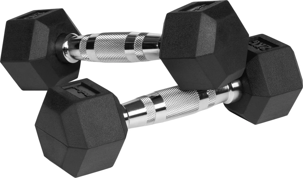Gumuoti ketaus hanteliai HEX 2x2kg, REBEL ACTIVE
