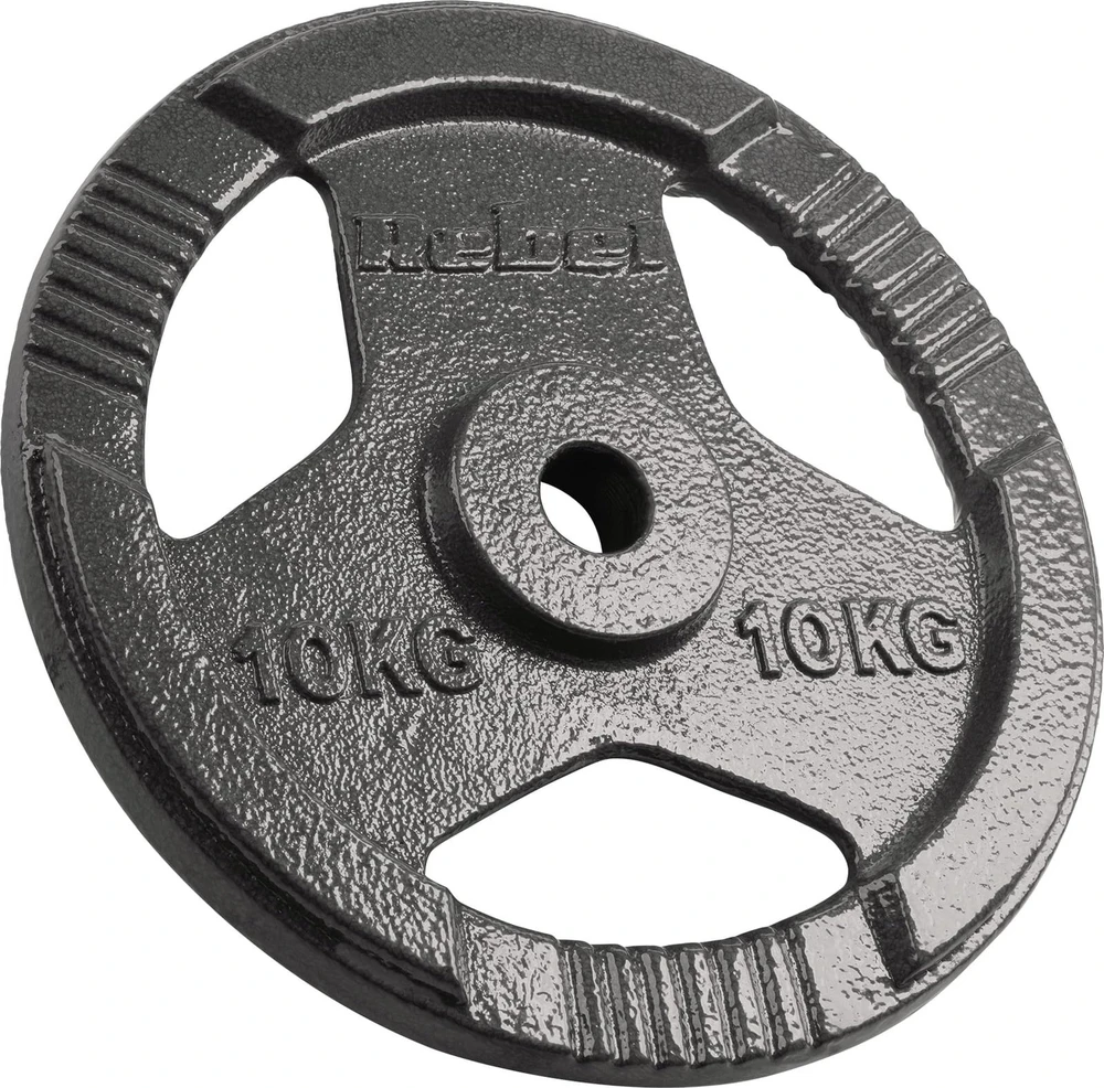 Ketaus svarelių rinkinys 2x10kg, skylė 31mm, plokštė su rankenomis, REBEL ACTIVE