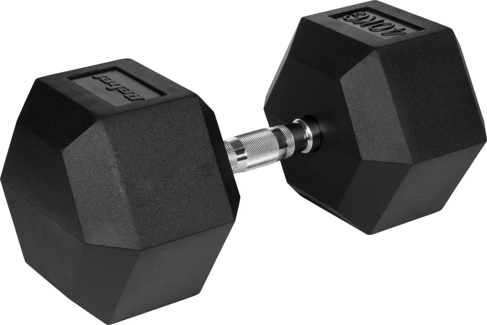 Gumuotas ketaus hantelis HEX 40 kg REBEL ACTIVE