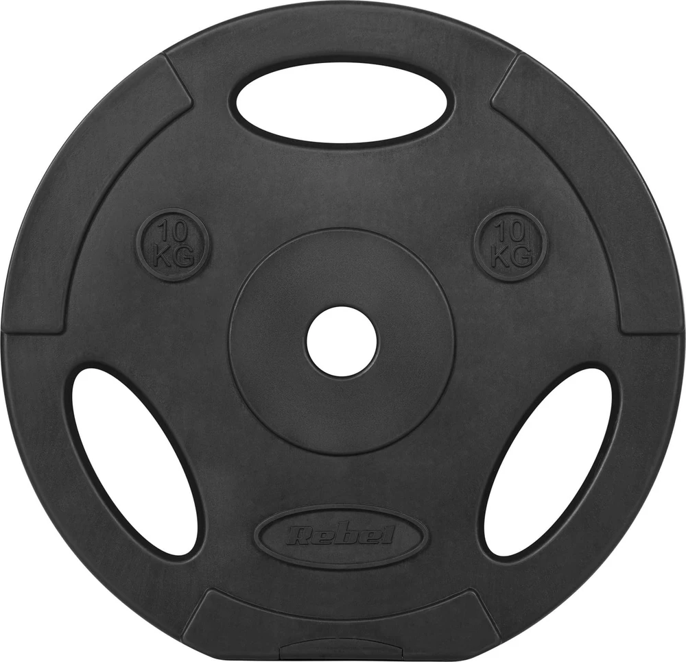 Bituminių svarelių rinkinys 2x10kg, skylė 31mm, plokštė su rankenomis, REBEL ACTIVE