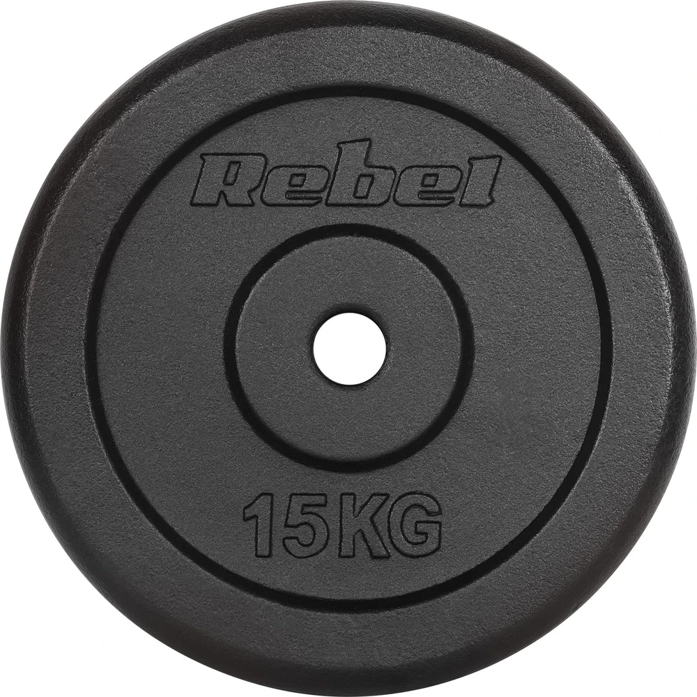 Ketaus svarelių rinkinys 2x15kg, skylė 31mm, klasikinė plokštelė, REBEL ACTIVE