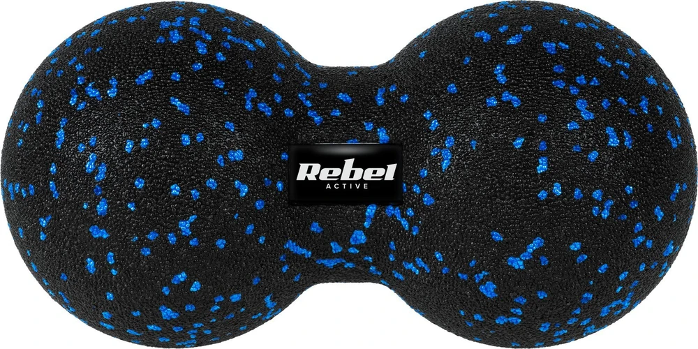 Duoball dvigubas masažo kamuolys 12cm, juodos ir mėlynos spalvos, EPP medžiaga, REBEL ACTIVE