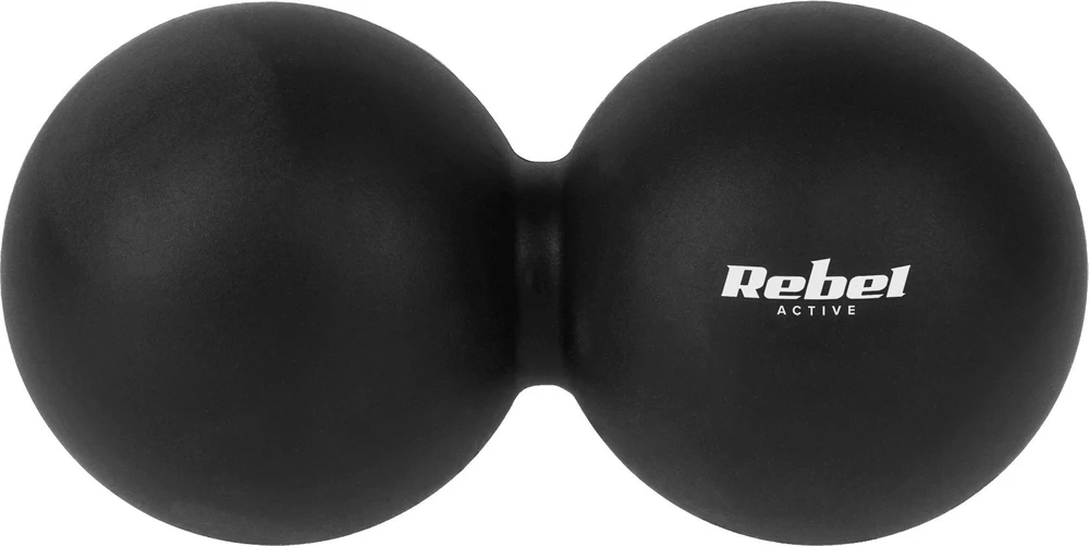 Duoball dvigubas masažo kamuolys 6.2 cm, juodos spalvos, silikoninė medžiaga, REBEL ACTIVE