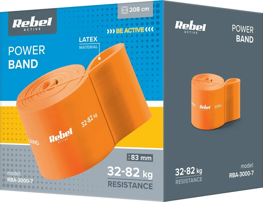 Latekso mankštos juosta - Power Band PL-7, oranžinė 32-82 kg REBEL ACTIVE