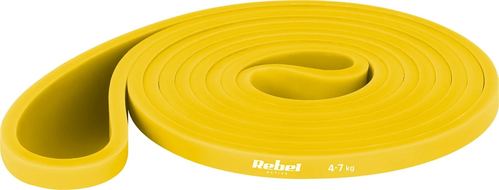 Guma TPE mankštos juosta - Power Band PT-1, geltona 4-7kg REBEL ACTIVE