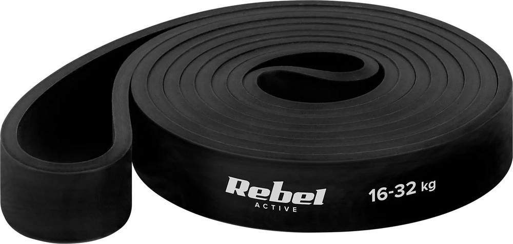 Guma TPE mankštos juosta – „Power Band PT-3“, juoda, 16–32 kg, REBEL ACTIVE