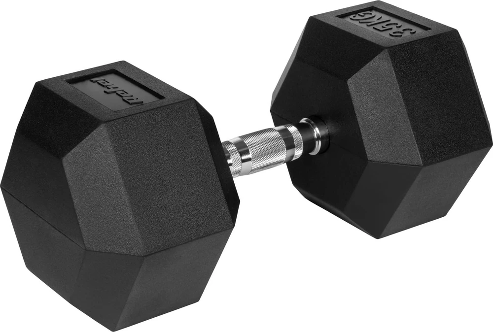 Gumuotas ketaus hantelis HEX 35 kg REBEL ACTIVE