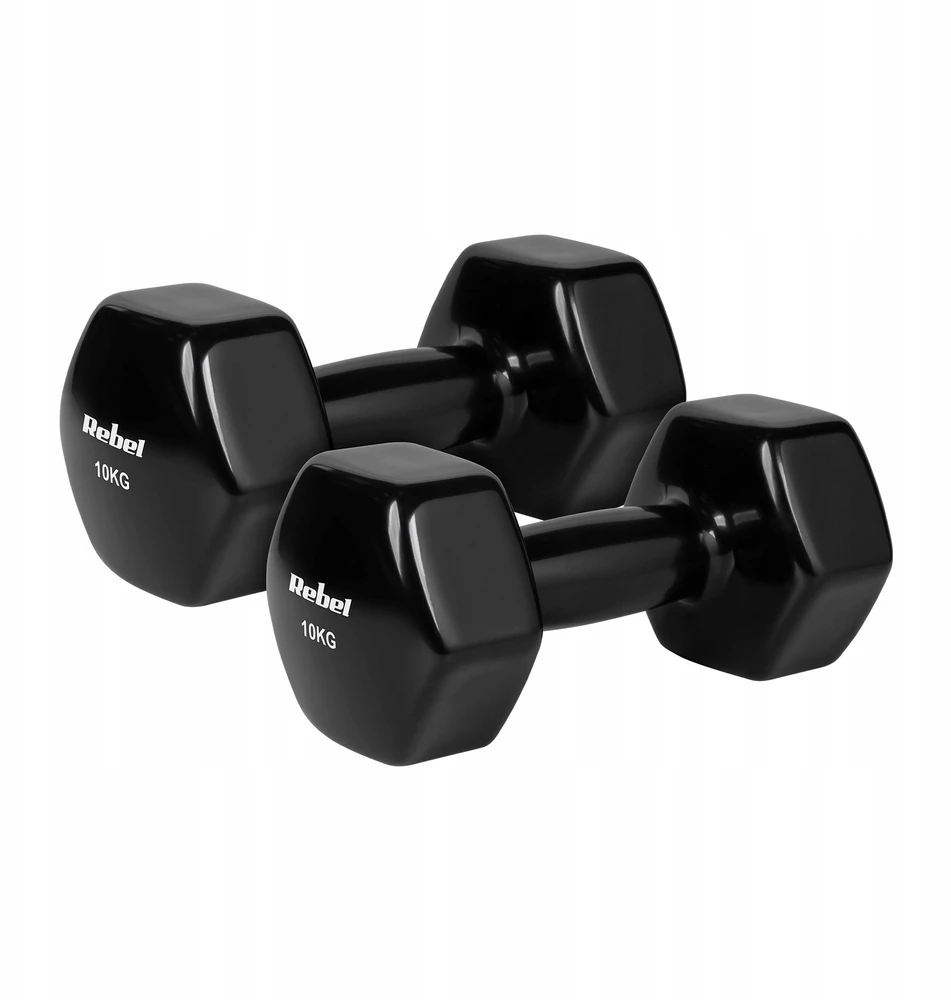 ŠEŠIAKAMPIAI ketaus vinilo hanteliai 2 x 10 kg, REBEL ACTIVE