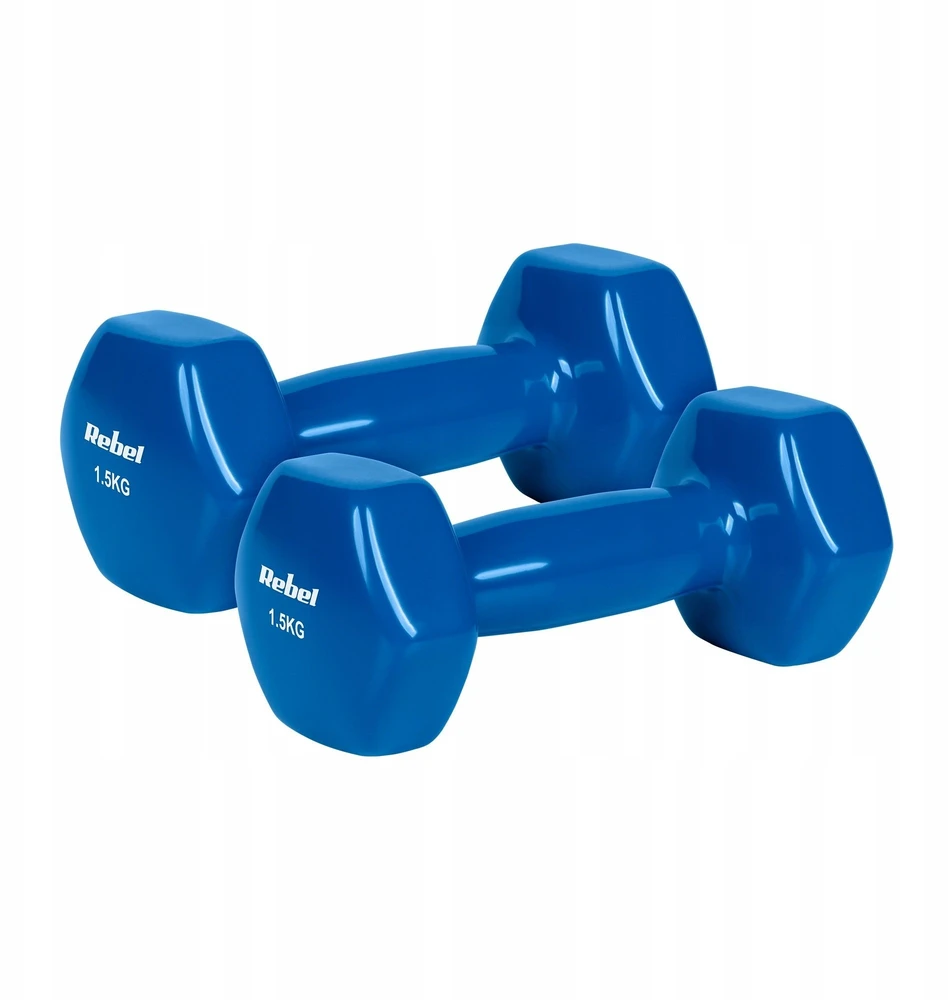 ŠEŠIAKAMPIAI ketaus vinilo hanteliai 2 x 1.5kg, REBEL ACTIVE