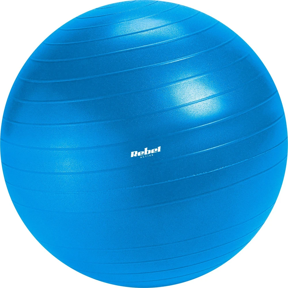 Reabilitacinis gimnastikos kamuolys 55 cm su rankine pompa, mėlynas, REBEL ACTIVE