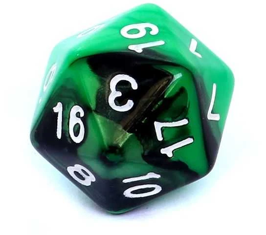 REBEL RPG Dice Set - Two Color - Žalias and Juodas
