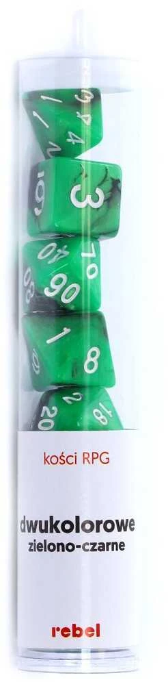 REBEL RPG Dice Set - Two Color - Žalias and Juodas