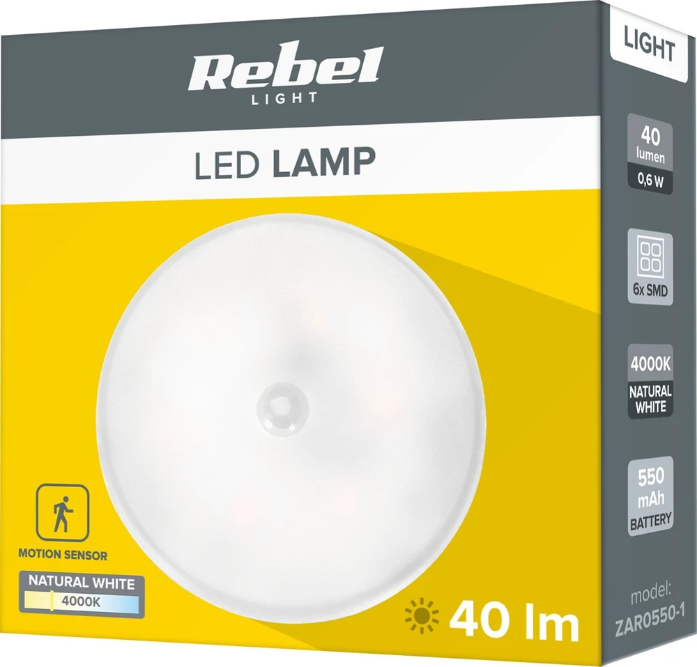 Rebel Lampa Įkraunamas LED naktinis šviestuvas su magnetu ir judesio jutikliu.