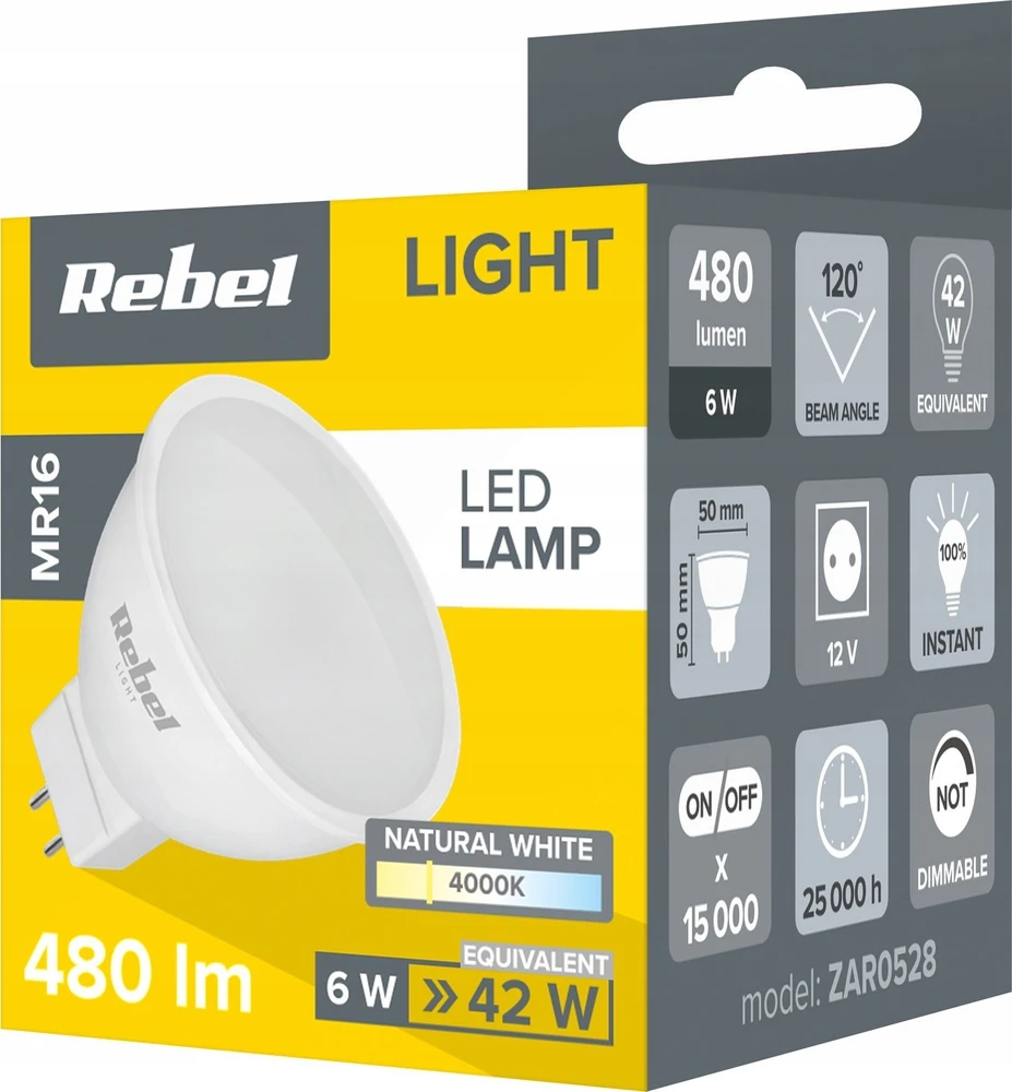 Led lempa Rebel 6W, MR16, 4000K, 12V
