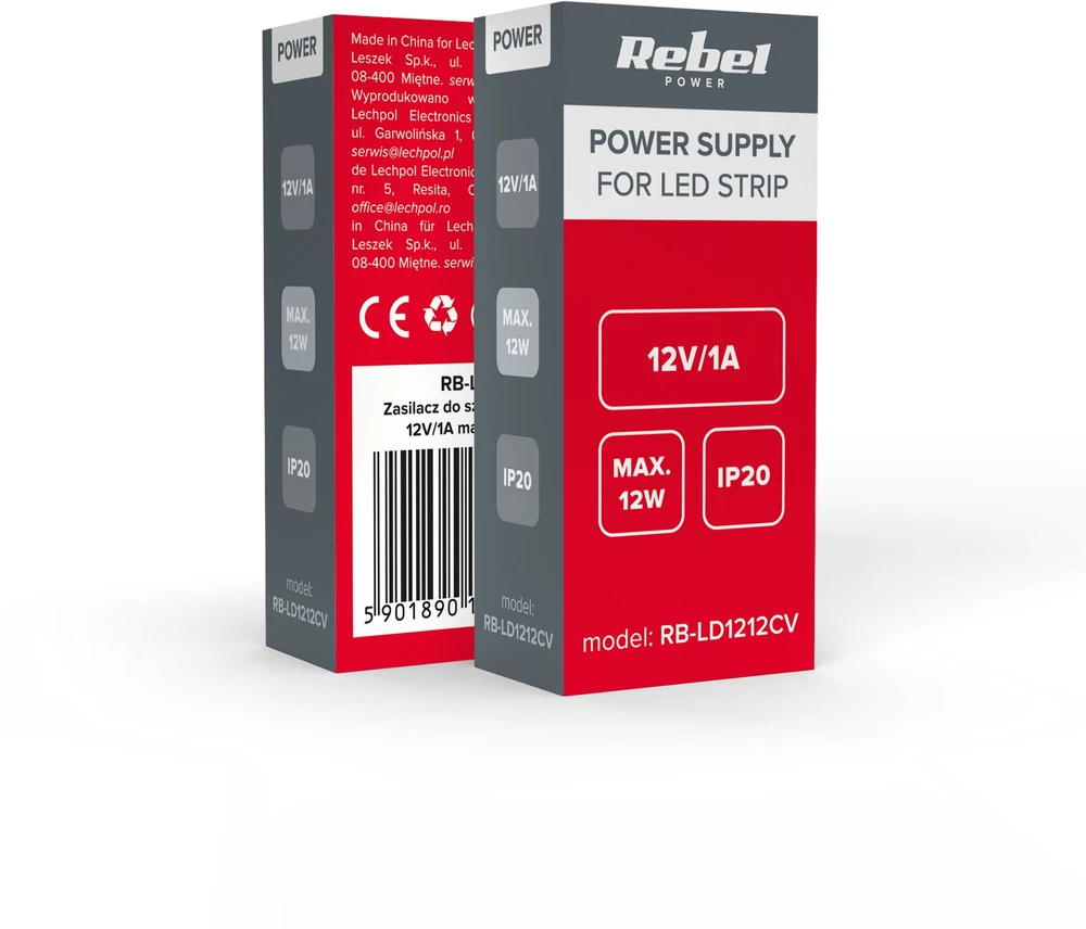 Rebel maitinimo šaltinis LED girliandoms 12V/1A, maks, 12W, IP20