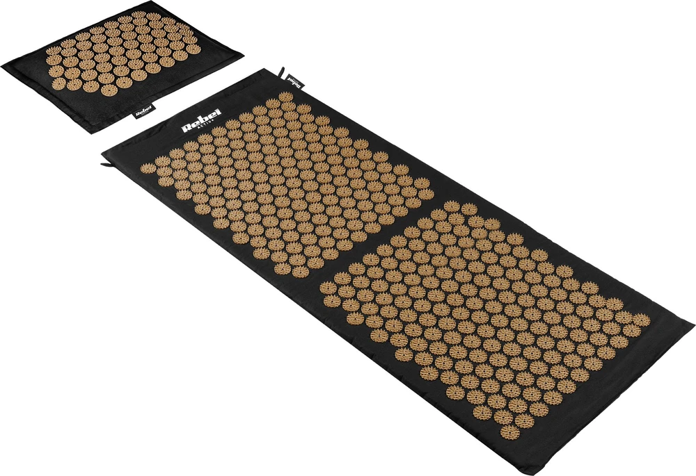 Mata EKO kilimėlis su akupresūros smaigaliais ir pagalve, 110x42cm, XL, pilki smaigaliai, Rebel Active