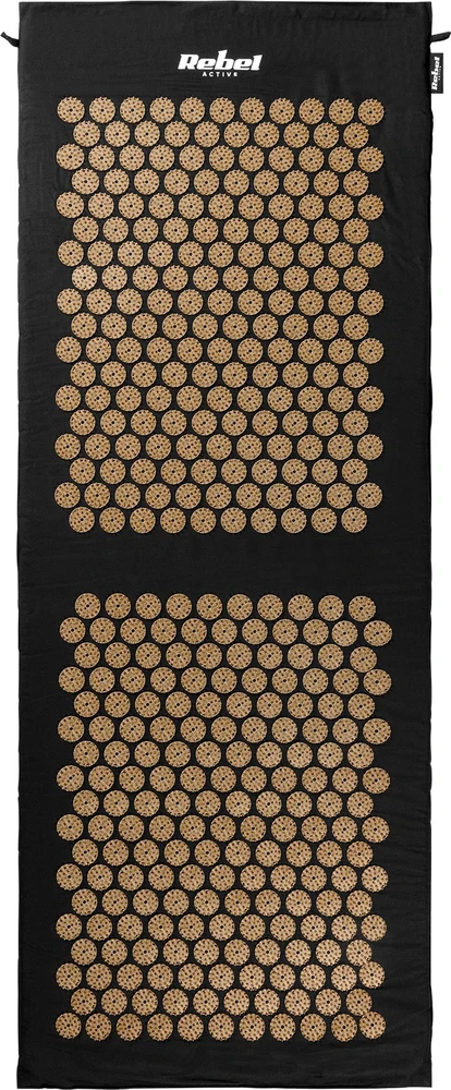 Sveikatingumo kilimėlis su akupresūros smaigaliais su pagalve, 130x50cm, auksiniai spygliukai, Rebel Active