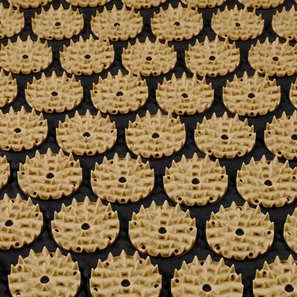 Sveikatingumo kilimėlis su akupresūros smaigaliais su pagalve, 130x50cm, auksiniai spygliukai, Rebel Active