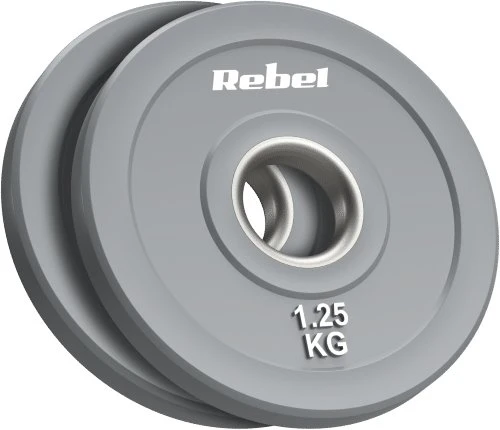 Olimpiniai gumuoti BUMPER svareliai, BEAST serijos, 2 x 1.25 kg rinkinys, skylės skersmuo 51 mm, REBEL ACTIVE