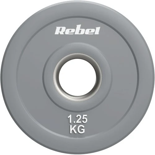 Olimpiniai gumuoti BUMPER svareliai, BEAST serijos, 2 x 1.25 kg rinkinys, skylės skersmuo 51 mm, REBEL ACTIVE