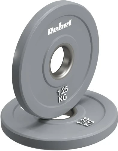 Olimpiniai gumuoti BUMPER svareliai, BEAST serijos, 2 x 1.25 kg rinkinys, skylės skersmuo 51 mm, REBEL ACTIVE