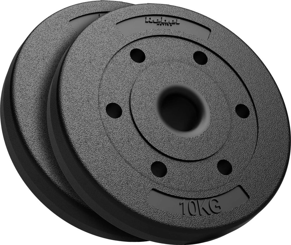 Bituminių svarelių rinkinys 2x10kg, skylė 51mm - olimpinėms štangams, REBEL ACTIVE
