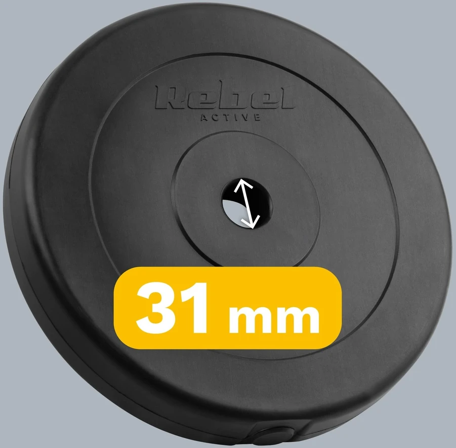 Bituminių svarelių rinkinys 2x10kg, skylė 31mm, klasikinė plokštė, REBEL ACTIVE