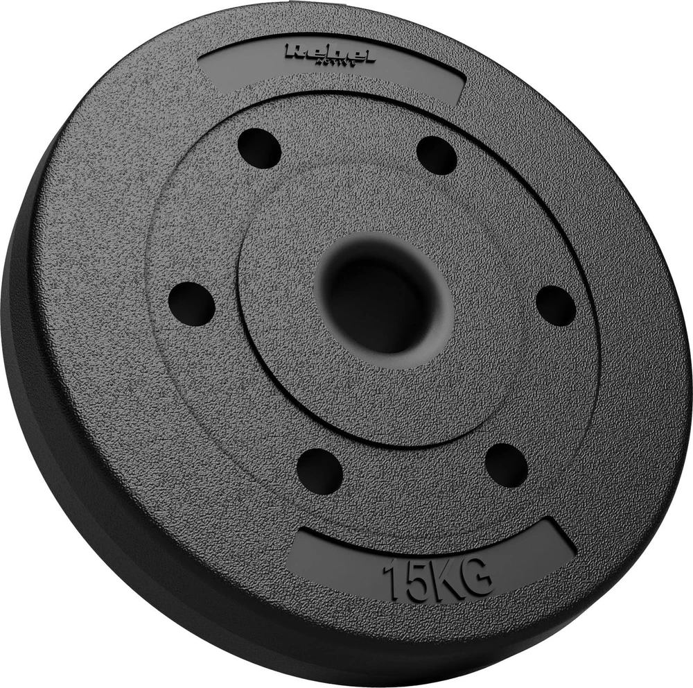Bituminių svarelių rinkinys 2x15kg, skylė 51mm - olimpinėms štangams, REBEL ACTIVE