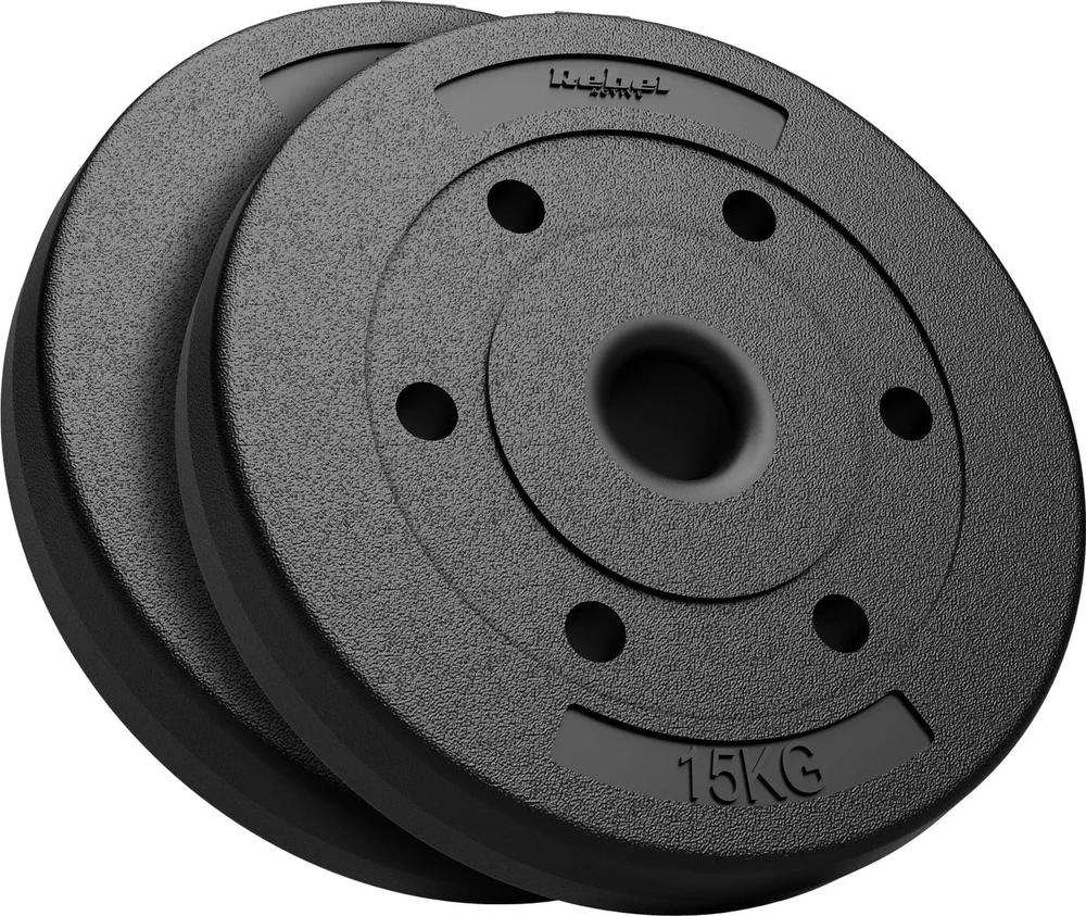 Bituminių svarelių rinkinys 2x15kg, skylė 51mm - olimpinėms štangams, REBEL ACTIVE