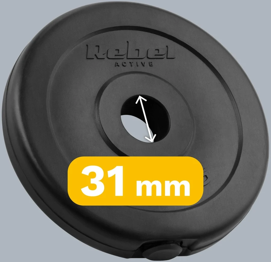 Bituminių svarelių rinkinys 4x1.25kg, skylė 31mm, klasikinė plokštė, REBEL ACTIVE