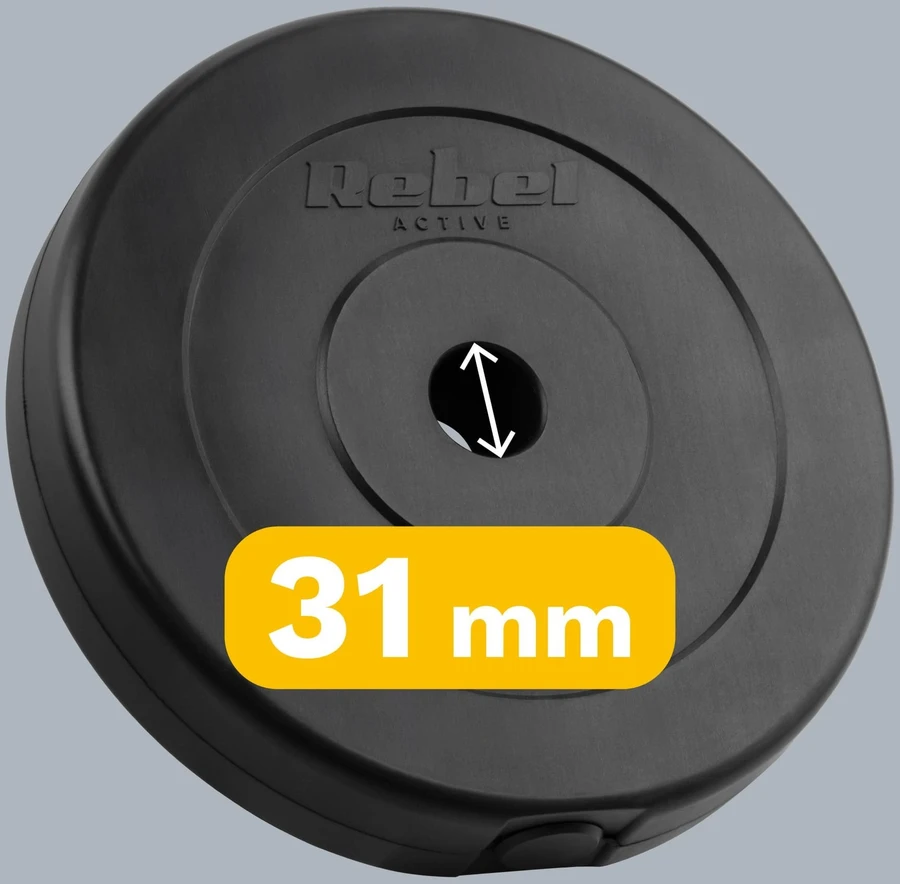 Bituminių svarelių rinkinys 4x5kg, skylė 31mm, klasikinė plokštelė, REBEL ACTIVE