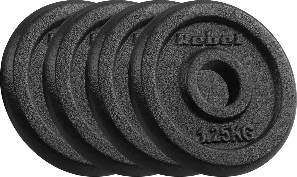 Ketaus svarelių rinkinys 4x1.25kg, skylė 31mm, klasikinė plokštė, REBEL ACTIVE