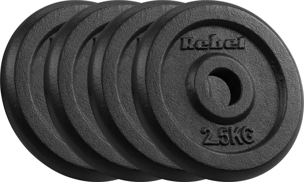 Ketaus svarelių rinkinys 4x2.5kg, skylė 31mm, klasikinė plokštelė, REBEL ACTIVE