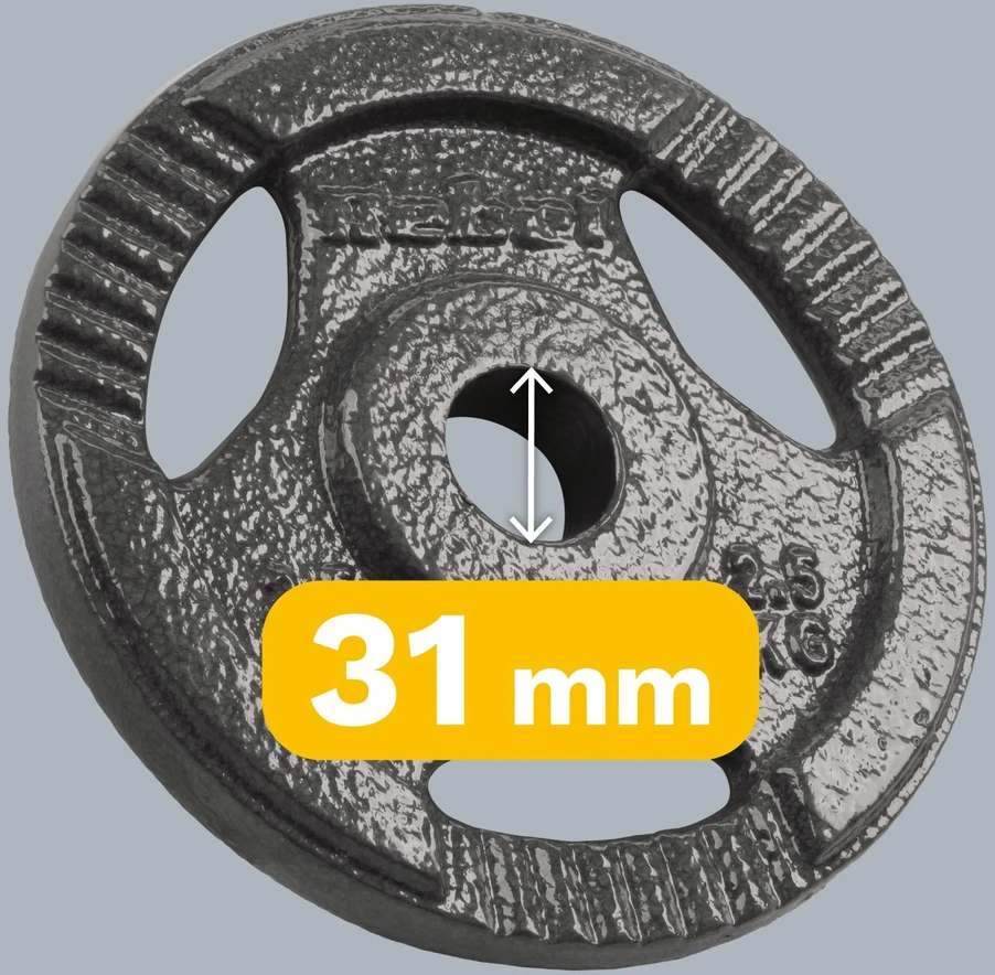 Ketaus svarelių rinkinys 4x2.5kg, skylė 31mm, plokštė su rankenomis, REBEL ACTIVE