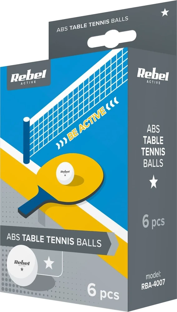 Stalo teniso kamuoliukų rinkinys*, ABS medžiaga, 6 vnt., REBEL ACTIVE