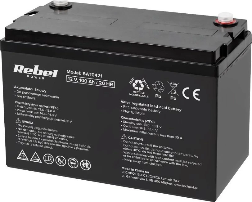 Rebel gelio baterija 12V 100Ah