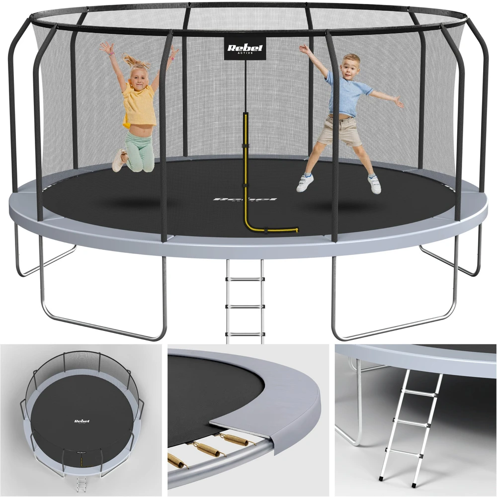 Trampolina „Rebel Active PRO“ batutas 15 pėdų / 457 cm, tinklas, kopėčios