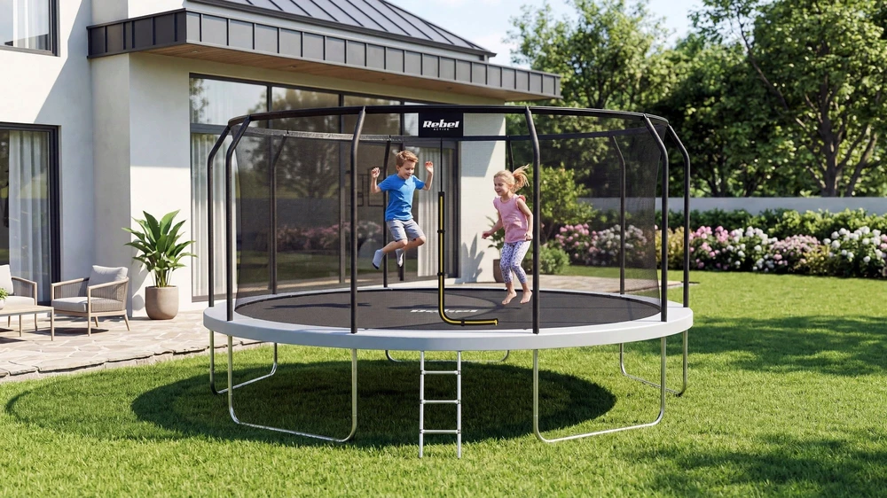 Trampolina „Rebel Active PRO“ batutas 15 pėdų / 457 cm, tinklas, kopėčios