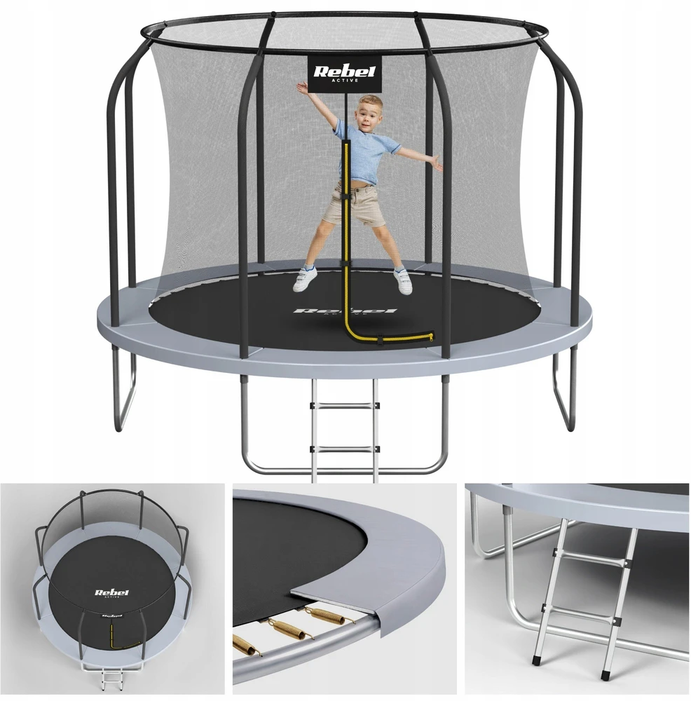 Trampolina Rebel Active PRO batutas 8ft / 244 cm, tinklas, kopėčios