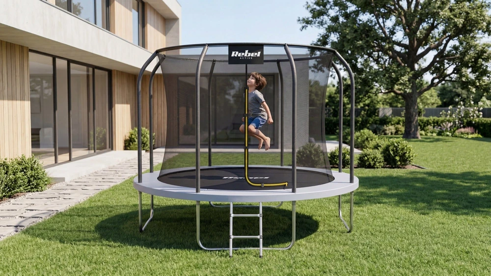 Trampolina Rebel Active PRO batutas 8ft / 244 cm, tinklas, kopėčios