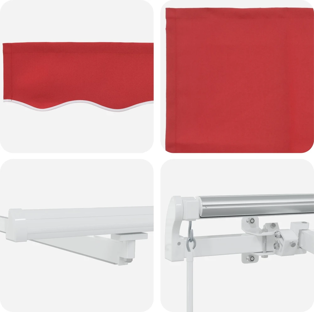 Ištraukiama markizė Raudona 300 x 250 cm Audinys ir aliuminis