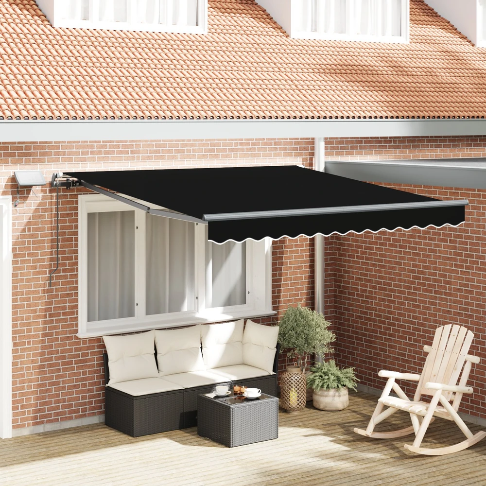 Ištraukiama markizė Juoda 350 x 250 cm Audinys ir aliuminis
