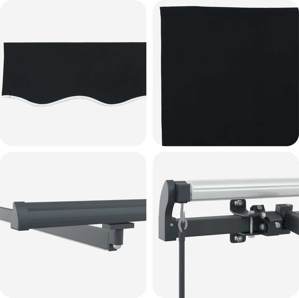 Ištraukiama markizė Juoda 350 x 250 cm Audinys ir aliuminis